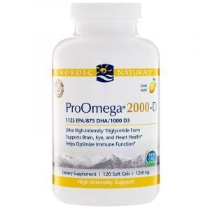 Омега-3 + витамин D-3, улучшенное поглощение, ProOmega-D, Nordic Naturals, лимон, 1250 мг, 120 мягких гелевых капсул