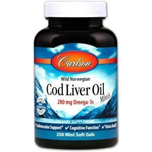 Норвежский рыбий жир, Cod Liver Oil, Carlson Labs, 390 мг, 250 гелевых капсул