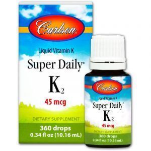Витамин К-2 (менахинон), Super Daily K2, Carlson Labs, 45 мкг, жидкость, 10,16 мл 