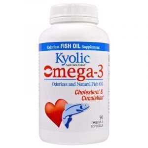 Омега-3 с экстрактом чеснока, Omega-3, Wakunaga - Kyolic, 90 гелевых капсул