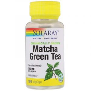 Матча, зеленый чай, Matcha Green Tea, Solaray, органик, 300 мг, 100 вегетарианских капсул