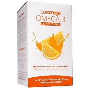 Омега-3, рыбий жир, Omega-3, Coromega, вкус апельсина, 90 пакетов по 2,5 г 
