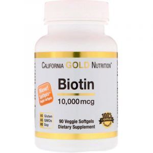 Биотин, Biotin, California Gold Nutrition, 10 000 мкг, 90 вегетарианских капсул