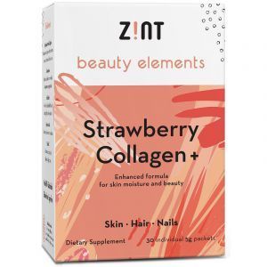 Морской коллаген, Strawberry Collagen +, Zint, вкус клубники, 30 пакетов по 5 г