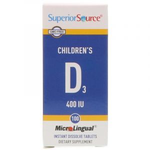 Витамин D-3 для детей от 4-х лет, Children's D3, Superior Source, 400 МЕ, 100 микро таблеток