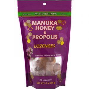 Мёд манука и прополис, Manuka Honey & Propolis Lozenges, Y.S. Eco Bee Farms, 20 леденцов, 92 г 