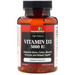 Витамин D-3, Vitamin D-3, FutureBiotics, 5000 МЕ, 90 гелевых капсул