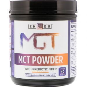 МСТ + клетчатка, MCT Powder with Prebiotic Fiber, Zhou Nutrition, порошок, 411 г 