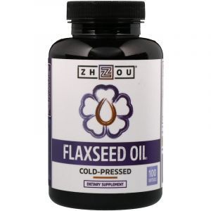 Льняное масло, Flaxseed Oil, Zhou Nutrition, 100 гелевых капсул