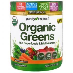 Зеленая пища с витаминами и минералами, Organic Greens, Purely Inspired, для веганов, 203 г 