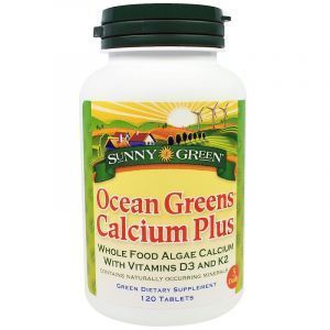 Кальций из водорослей с витаминами, Ocean Greens Calcium Plus, Sunny Green, 120 таблеток 