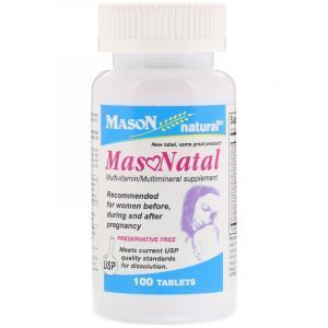 Мультивитамины и минералы для беременных, MasoNatal, Mason Natural, 100 таблеток 