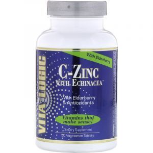 Антиоксидантная формула, C-Zinc with Echinacea, Vita Logic, 50 вегетарианских таблеток