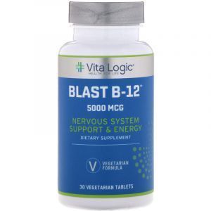 Витамин В-12, Blast B-12, Vita Logic, 5000 мкг, 30 вегетарианских таблеток