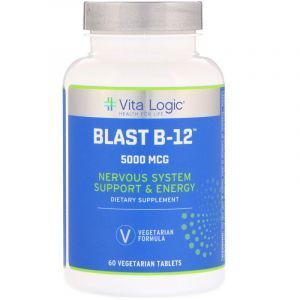 Витамин В-12, Blast B-12, Vita Logic, 5000 мкг, 60 вегетарианских таблеток