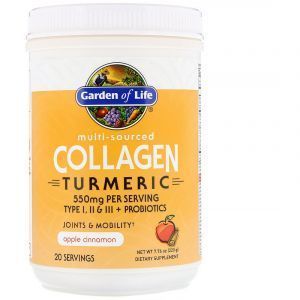 Пептиды коллагена + куркума, Multi-Sourced Collagen Turmeric, Garden of Life, яблочная корица, порошок, 220 г (