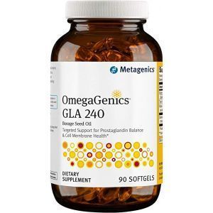 Гамма-линоленовая кислота, OmegaGenics GLA 240, Metagenics, 240 мг, 90 гелевых капсул 