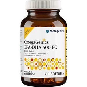Омега-3, OmegaGenics EPA-DHA 500 EC, Metagenics, 500 мг, 60 гелевых капсул 