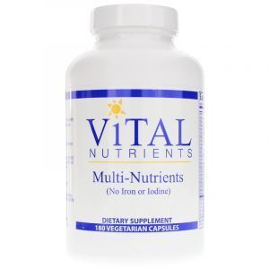 Мультивитамины и минералы без железа и йода, Multi-Nutrients, Vital Nutrients, 180 вегетарианских капсул