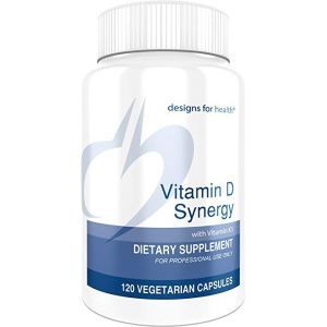 Витамин Д-3 с витамином К-1, Vitamin D Synergy, Designs for Health, 2000 МЕ, 120 вегетарианских капсул