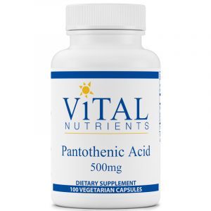 Пантотеновая кислота, Pantothenic Acid, Vital Nutrients, 500 мг, 100 вегетарианских капсул