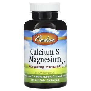 Кальцій та магній з вітаміном Д3, Calcium & Magnesium Gels With Vitamin D3, Carlson, 100 гелевих капсул