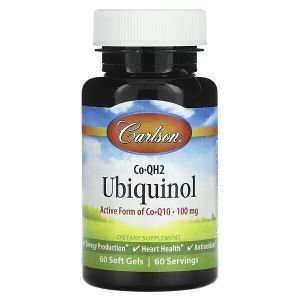 Коензим у формі убіхінол, CO-QH2 Ubiquinol, Carlson, 100 мг, 60 гелевих капсул