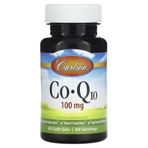 Коензим Q10, CoQ10, Carlson, 100 мг, 60 гелевих капсул  
