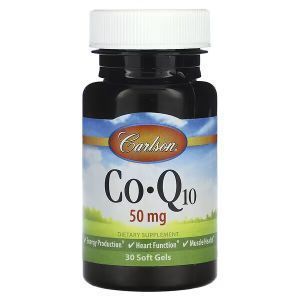 Коензим Q10, CoQ10, Carlson, 50 мг, 30 гелевих капсул  