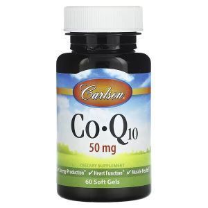 Коэнзим Q10, CoQ10, Carlson, 50 мг, 60 гелевых капсул  