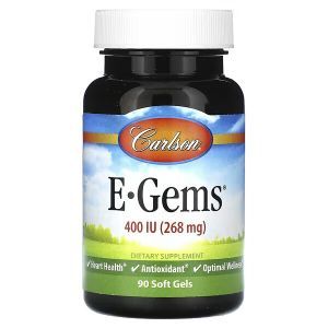 Витамин Е, E-Gems, Carlson, 268 мг (400 МЕ), 90 гелевых капсул