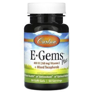 Вітамін Е, E-Gems Plus, Carlson, 268 mg, 50 капсул