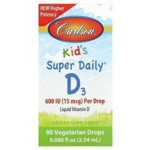 Вітамін Д3, Baby's Vitamin D3, Carlson, для дітей, 600 МО, 90 вегетаріанських крапель, 2,54 мл