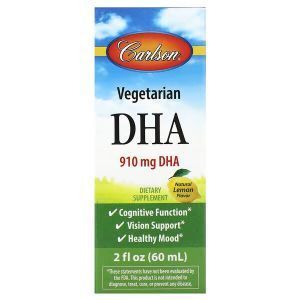 DHA вегетарианский, Vegetarian DHA, Carlson, натуральный лимон, 910 мг, 60 мл