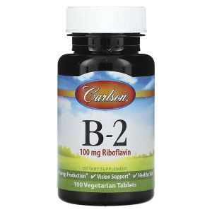 Витамин В2, Vitamin B-2, Carlson, 100 мг, 100 вегетарианских таблеток