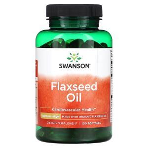 Льняное масло, Flaxseed Oil, Swanson, 1 г, 100 капсул