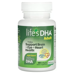 Здоровье мозга, глаз и сердца (для взрослых), Adult, Brain + Eye + Heart Health, Life's DHA, 200 мг, 60 гелевых капсул