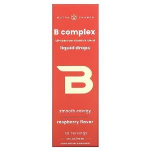 Комплекс вітамінів групи B, B Complex, NutraChamps, Raspberry, аромат малини, 60 мл.