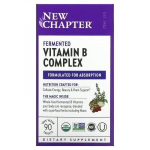 Комплекс витаминов B, Fermented Vitamin B Complex, New Chapter, ферментированный, 90 веганских таблеток

