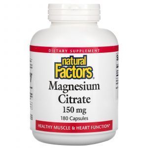 Цитрат магния, Magnesium Citrate, Natural Factors, 150 мг, 180 капсул