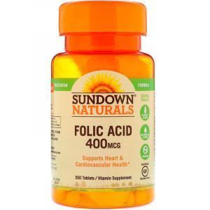Фолиевая кислота, Folic Acid, Sundown Naturals, 400 мкг, 350 табл. (Default)