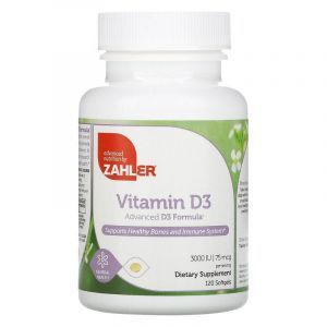 Витамин Д3: усовершенствованная формула (Vitamin D3), Zahler, 75 мкг (3000 МЕ), 120 капсул