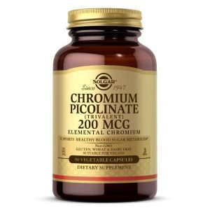 Хром пиколинат, Chromium Picolinate, Solgar, 200 мкг, 90 вегетарианских капсул