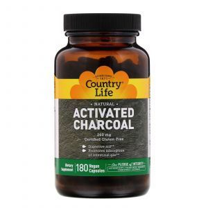 Активированный уголь, (Activated Charcoal), Country Life, 260 мг, 180 капсул