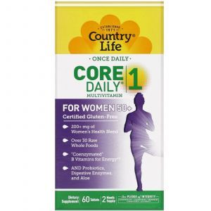 Витамины для женщин 50+, Core Daily-1 Multivitamins, Country Life, 1 в день, 60 таблеток