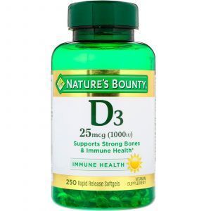 Витамин Д3, Vitamin D3, Nature's Bounty, 25 мкг (1000 МЕ), 250 капсул (Default)