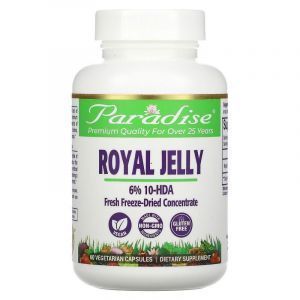 Маточное молочко, Royal Jelly, Paradise Herbs, 60 вегетарианских капсул