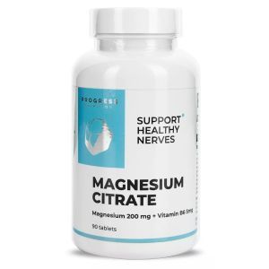 Магний цитрат + витамин В6, Magnesium Citrate + Vitamin B6, Progress Nutrition, 200 мг/5 мг, 90 таблеток