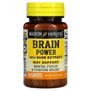 Поддержка мозга с экстрактом шалфея, Brain Power, Mason Natural, 60 капсул