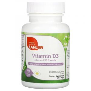 Витамин D3: усовершенствованная формула (Vitamin D3), Zahler, 10000 МЕ, 120 капсул